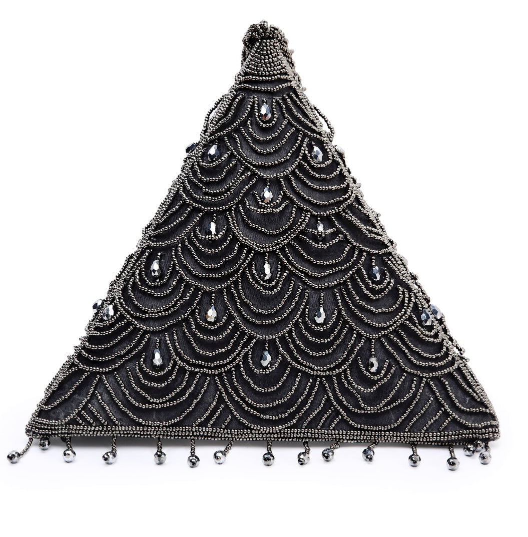 Tiara Black Beaded Triangle Handbag