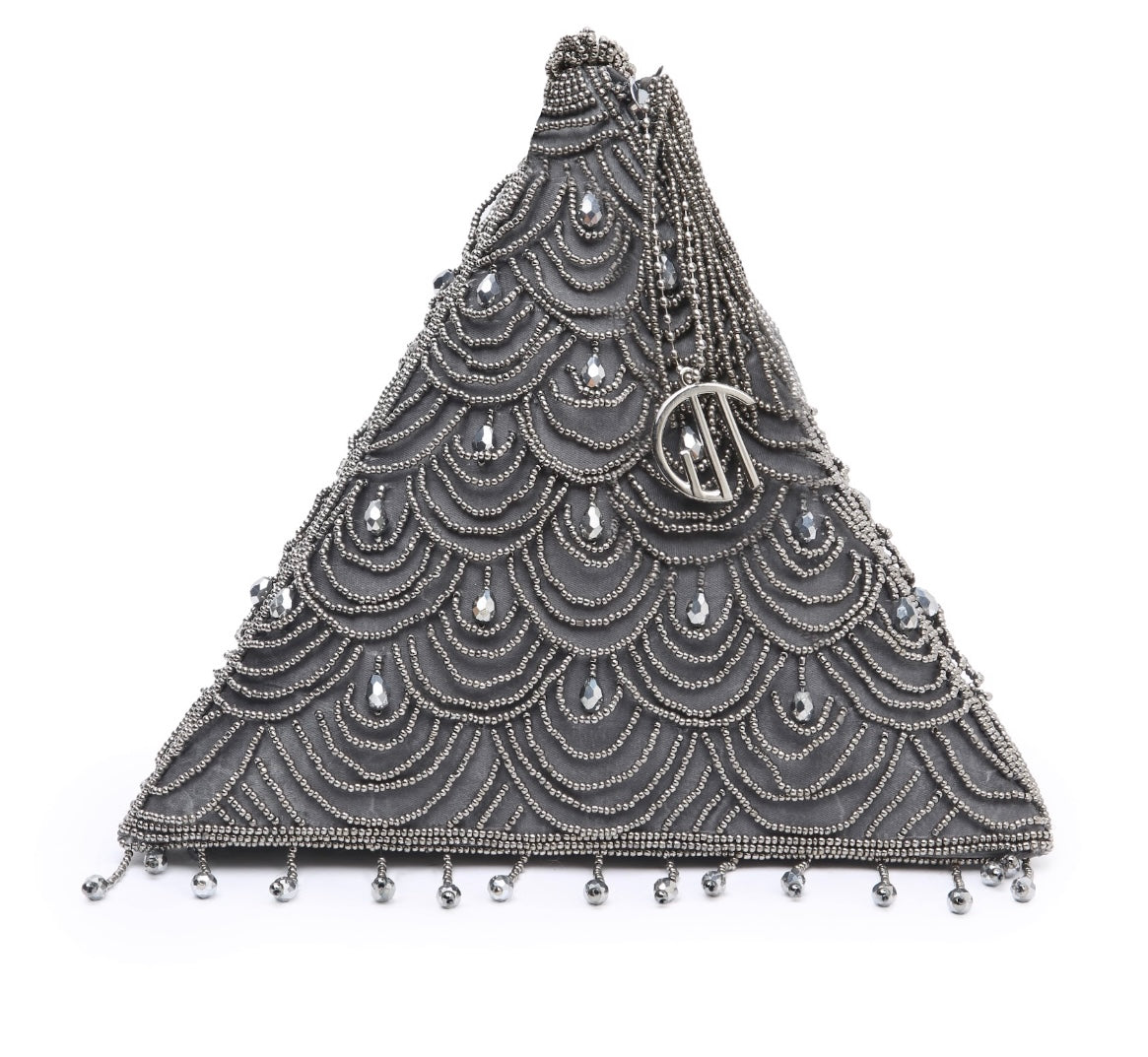 Tiara Grey triangle handbag