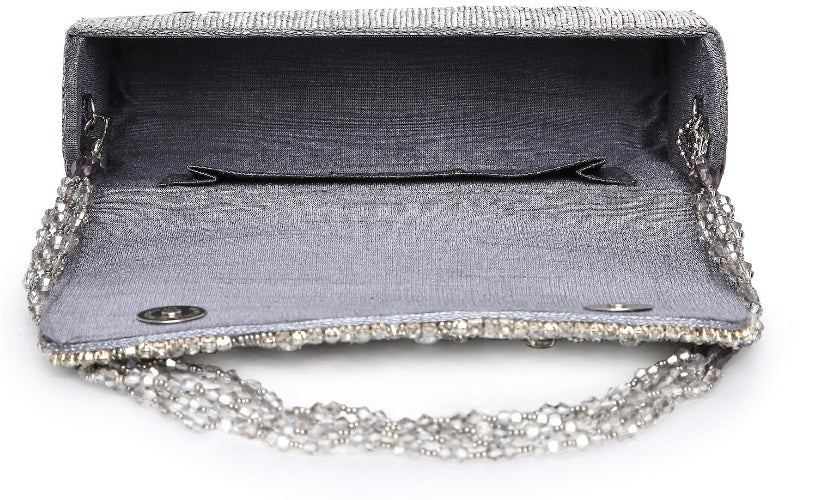 Liesha Grey Embellished Clutch bag