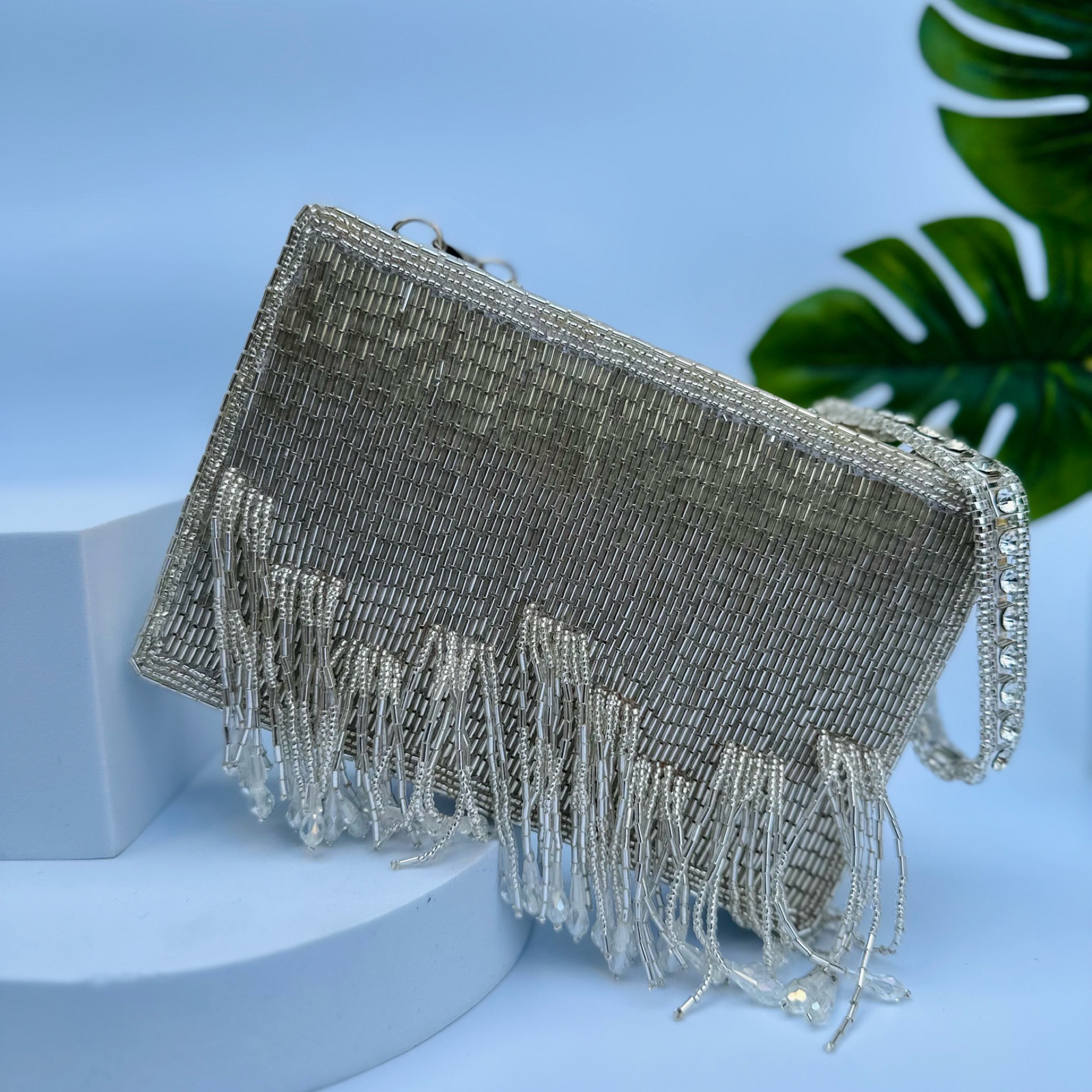 Edie Silver Clutch bag