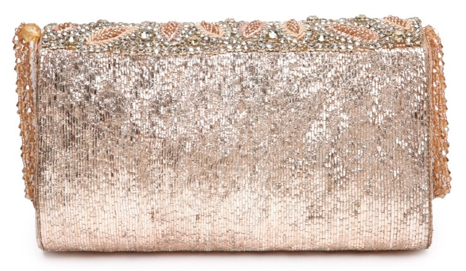 Liesha Rosegold Embellished Clutch bag