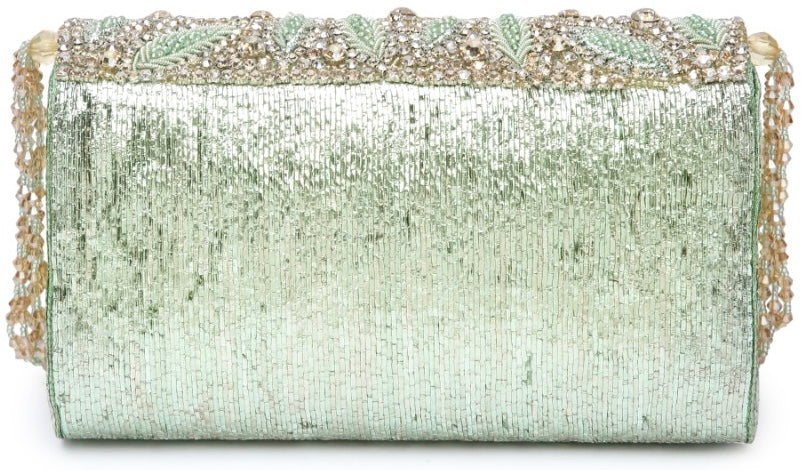 Liesha Green Embellished Clutch bag